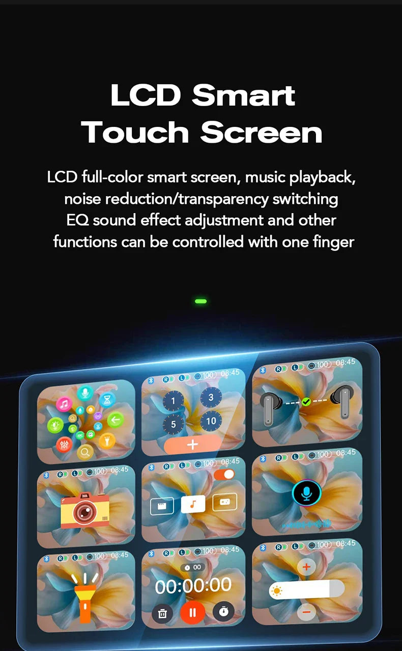 【AI Translator Earbuds】HTC NE25 Bluetooth Earphones LCD Touch Screen Sport Wireless Headphones Long Life with HD Mic