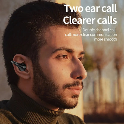 NEW TWS Wireless Headphones Bluetooth 5.3 Bone Conduction Earphones Earclip Design Touch Control Led Earbuds Sports Headsets