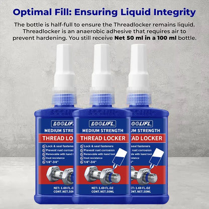 LOOLIFL, 243 Medium-Strength 10Ml-50Ml Threadlocker, Industrial Glue, Removable, Anti-Loosening, Anti-Slip, Waterproof, Rust-Proof, Oil-Resistant, Sealing Threadlocker, Removable, Stable