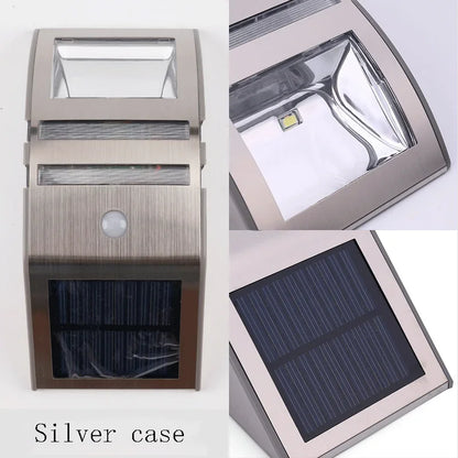 Garden Villa Solar Wall Light PIR Human Body Induction Stainless Steel LED Outdoor Waterproof Landscape Lighting  Clearance