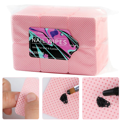 1200pcs Nail Polish Remover Wipes Nail Cleaning Pads Non Woven Nail Pads for Women Girl Beauty Salon Nail Art Tool