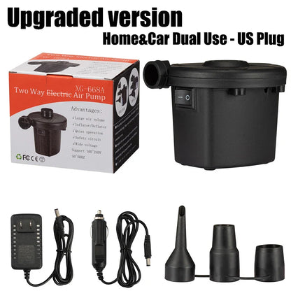 Portable Electric Air Pump High Pressure Fast Inflator Deflator for Air Mattress Inflatable Boat Pool Floats Outdoor Blower