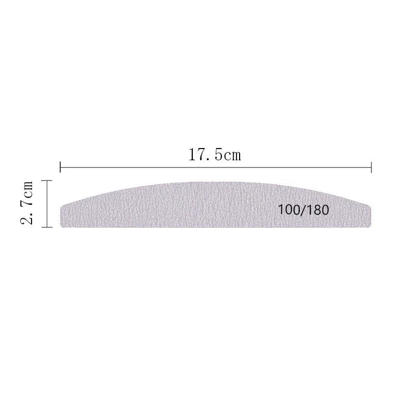 Nail File Buffer 100/180 Grit Half Moon Nail Files Double Side Sandpaper Nail Sanding Grinding Gel Nail Polish Manicure Tool