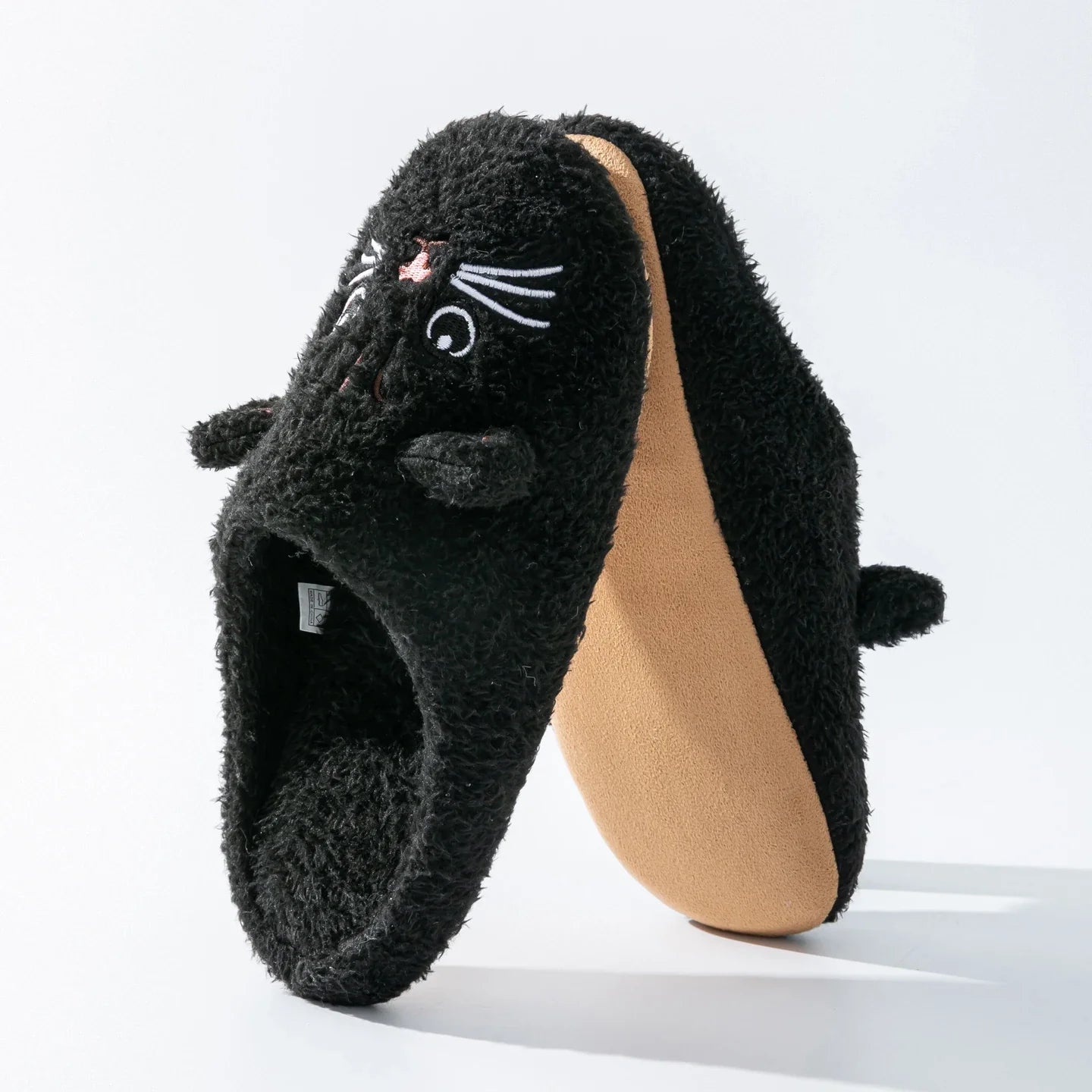 Cute Cat Design Plush Ladies Slippers Autumn And Winter Indoor Floor Non-Slip Soft Bottom Comfortable Warm Home Shoes for Unisex