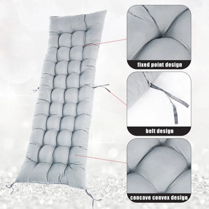 10CM Thick Premium Outdoor Sun Lounger Cushion Pad ,UV Resistant Non-Slip Polyester Fabric with Hip Support Design, Grey