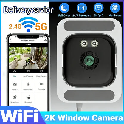 3MP Resolution Window Mini Camera Full-Color Night Vision ThroughWindow Camera Replaces Outdoor Cameras 2.4/5GHz WiFi Camera