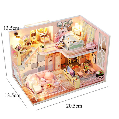 DIY Doll Houses Kits 3D Wooden Puzzles Mini Doll House Assembly Building Furniture Handmade Toys For Kids Birthday Gifts