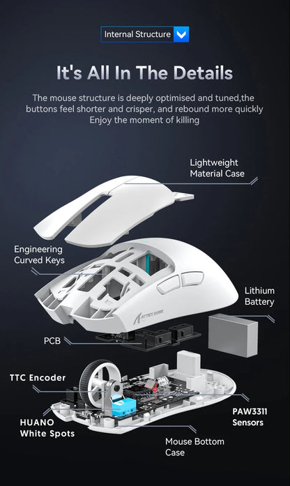 X11 Attack Shark Gaming Mouse Wireless 1K Hz PAW3311 Macro Magnetic RGB Docking Charger for Gaming
