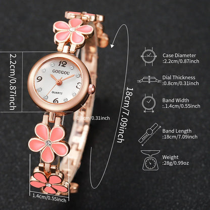 Fashion Flower Bracelet Strap Women Watches Ladies Diamond Arabic Numeral Dial Wristwatches Reloj Mujer（Without Box）