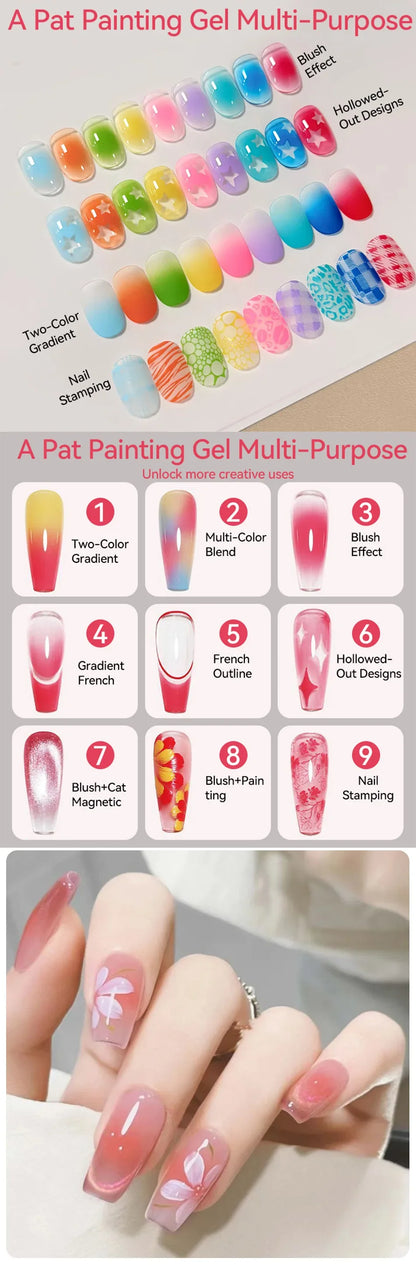 UR SUGAR 4 in 1 16 Colors Pat Painting Gel For Gradient  Stamping Drawing Pattern UV/LED  Gradient Patting Gel Palette