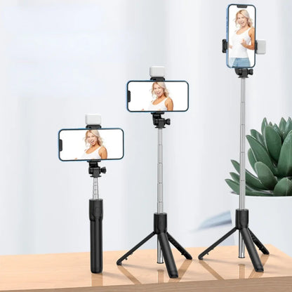 Cell Phone Selfie Stick Tripod Bluetooth Remote Wireless Selfi Stick Phone HolderStand with Beauty Fill Light for Phone