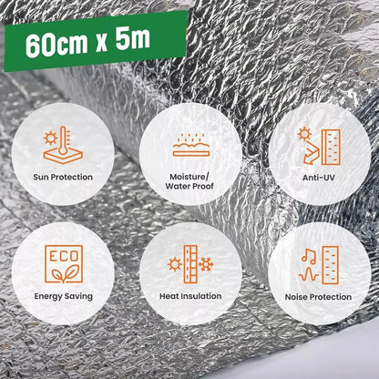 Radiator Reflective Film Wall Sticker Radiator Insulation Foil 5mX60cm Double Sided Aluminum Foil Insulation Sheet For Home Heat