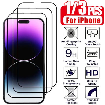 1~5PCS HD Tempered Glass For iPhone 16 17 Pro Max 17e 16e 15 14 13 12 Screen Protector Film For iPhone 11 13 Mini Glass