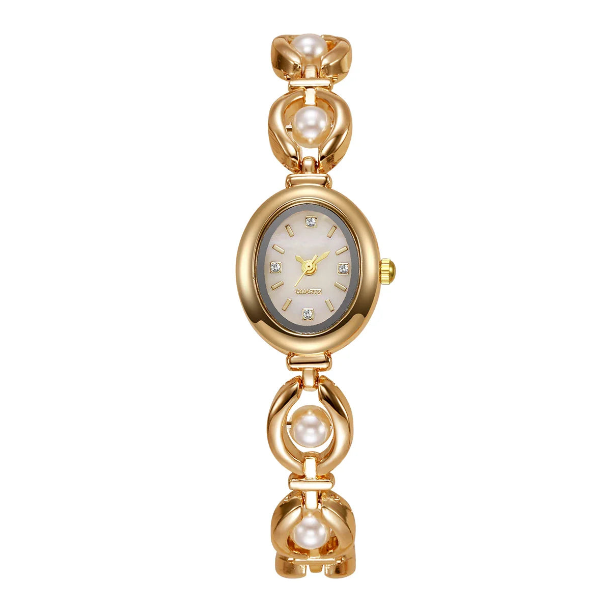 Elegant Women Watches Fashion Pearls Bracelet Ladies Quartz Wristwatch Reloj Mujer Girls Clock Gift (Without Box)