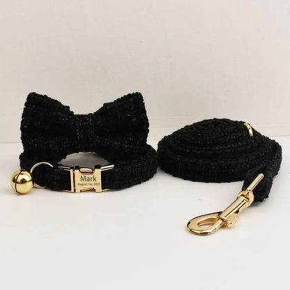 Personalized Metal Hardware Cat Collar And Leash Set with Bell Engraving ID Tag for Kittens Pet Accessories