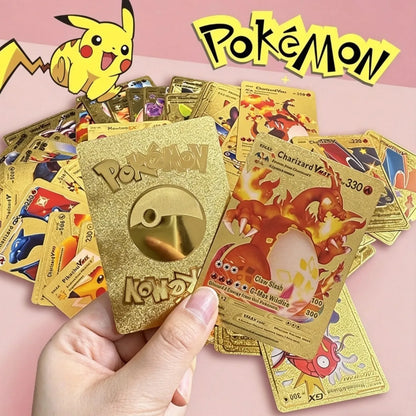 Pokemon Rainbow Gold Silver Black Foil Vmax Gx Cards Golden Letters English Game  Collection Battle TrainerCard Series Gift