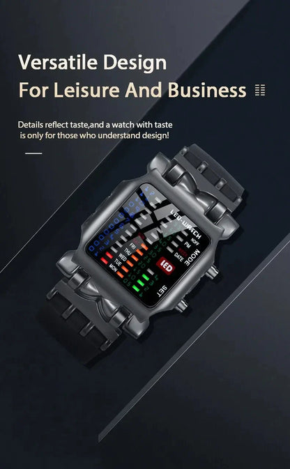 Binary Led Watch Creative Waterproof Business Electronic Watch Mens Trend Luminous Gift Sports Couple Date Time Display Watch