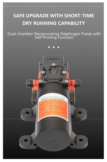 23C DC 12V/24V Micro Diaphragm Pump Self Priming Water Pump 5.6LPM 1.56A/0.78A High Pressure RV Marine Booster Pump