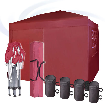 mcc direct Pop-up Gazebo 3m x 3m with Sides & 4 Weight Bags & Silver Protective Layer Waterproof Marquee Canopy WS
