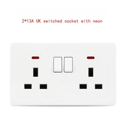 UK Standard 13A Switched Wall Socket with Dual USB Charger Ports LED Indicator Standard Size Easy Fit Wall Mounted USB Power