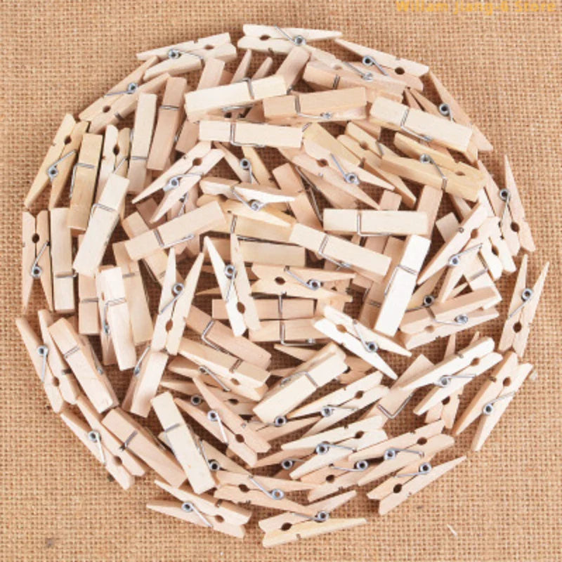 Mini 25mm Natural Wood Clip Clothes Organizer Photo Clip Clothespin Clothespin Wedding Party Wooden Clip  Pendant 10/100 Pcs