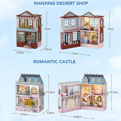 DIY Wooden Doll Houses Mini Assembly Handmade Small House Creative Scene Decoration DollHouse For Toys Birthday Gifts