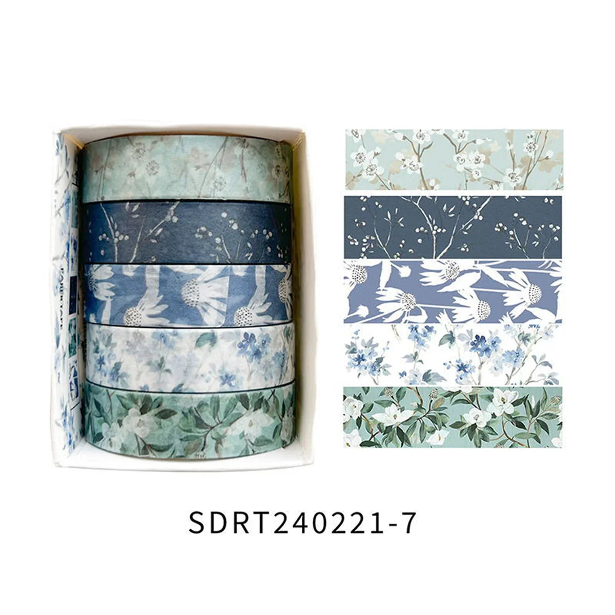 5 rolls of boxed romantic flower handbook tape, cute DIY fresh decorative washi tape for students, a must-have gift for students