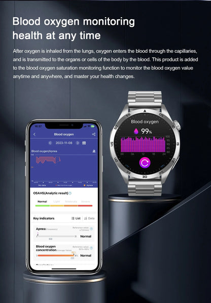 For iOS Android New Health Measurement SmartWatch Men Blood Oxygen Uric Acid ECG+PPG Body Blood Pressure HD Bluetooth Call Watch
