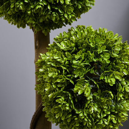 HOMCOM Set of 2 Decorative Artificial Plants, Boxwood Ball Topiary Trees in Pot Fake Plants for Home, Indoor&Outdoor Decor, 90 cm, Light Green
