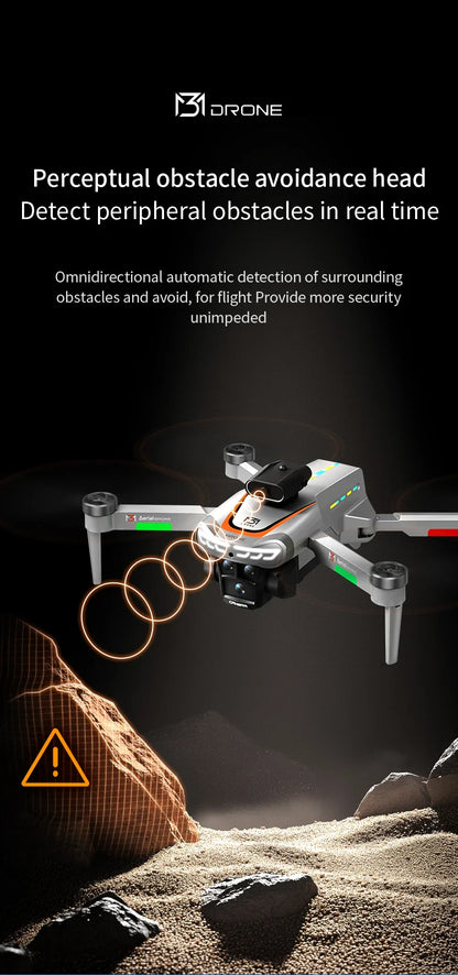New Obstacle Avoidance M3 Drone Brushless Motor Helicopter Optical Flow Hovering GPS 8K 3 Camera Foldable Quadrotor Aircraft Toy