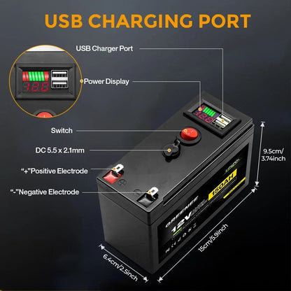 12V 150Ah Lithium LiFePO4 Deep Cycle Battery, 4000+ Cycles Rechargeable Battery, Lithium Iron Phosphate for Solar/Wind Power