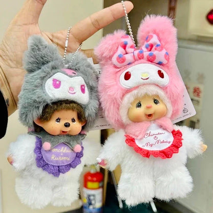 Monchhichi Plush Keychain Kawaii Monchichi Pendant Backpack Charms Cartoon Monchich Keyring Party Favor Gifts 키티 몬치치 モンチッチ