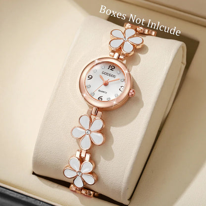 Fashion Flower Bracelet Strap Women Watches Ladies Diamond Arabic Numeral Dial Wristwatches Reloj Mujer（Without Box）