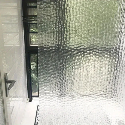 1Set Waterproof Bathroom Shower Curtain Transparent Bathroom Curtain with Hooks Thickened Bathing Sheer Wide Bath Curtain