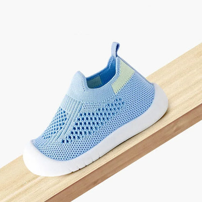 Spring Summer Toddler Shoes Breathable Knitted Kids Sneakers Boys Slip-on Tennis Shoes Girls Soft Non-slip School Casual Shoes