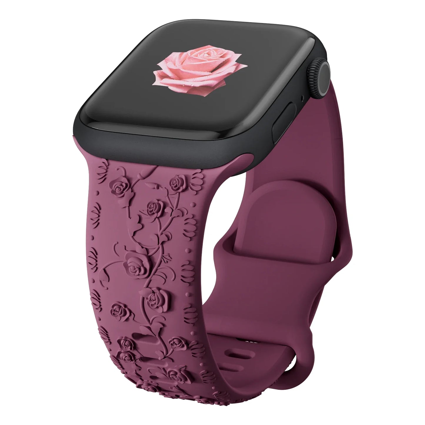 For Apple Watch Band 42mm 41mm 40 45mm 49mm 44mm Floral Engraved bracelet correa for iwatch series11 10 9 7 SE 6 8 Ultra 2 Strap