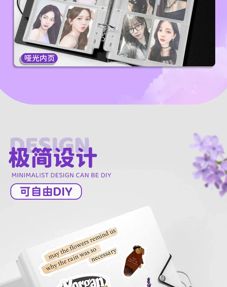 SINGBA a5 / a4 Ring Binder Album for 3" Cards - K-pop Idol Photocard Holder, Polaroid Photo Organizer (4/9 Grid, Refillable)