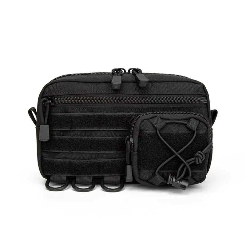 Tactical Molle Horizontal Admin Pouch with Front Drawstring Pocket EMT Pouch EDC Utility Orgaznier Bag Hunting Fanny Pack