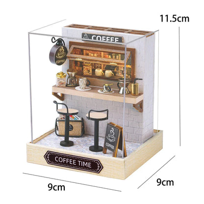 3D Puzzle Building Model Kit Wooden Miniature Doll House With LED Lights Assembled DollHouses Home Decoration Birthday Gifts