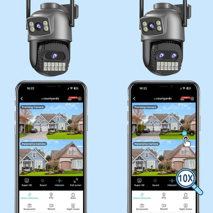BESDER 15MP Wifi Camera Outdoor Dual Screen 10X Digital Zoom CCTV Video Surveillance Cam PTZ 8MP Security IP Camera O-Kam Pro