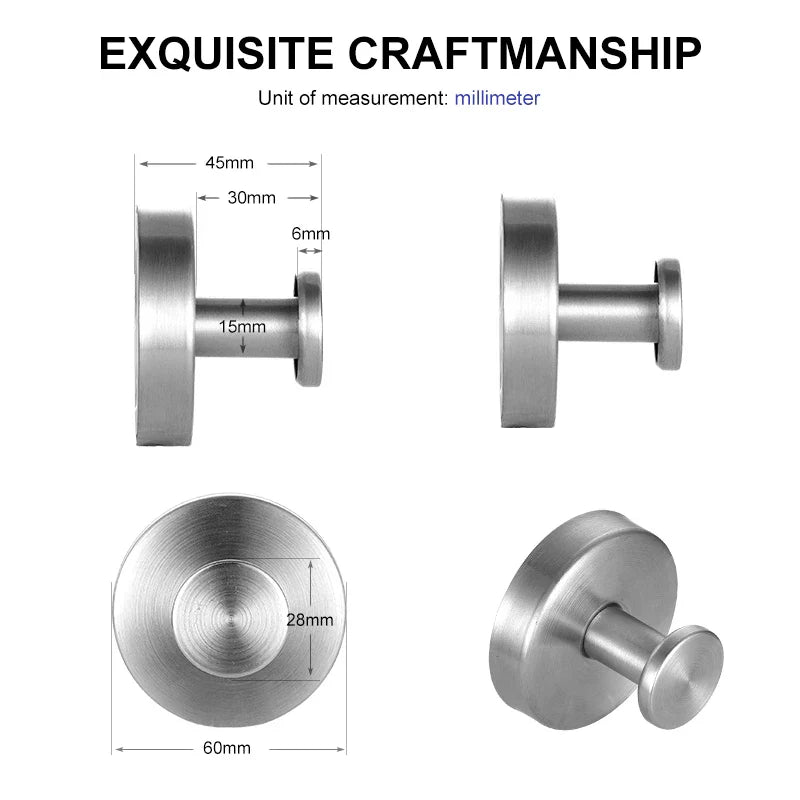 Reusable Stainless Steel Suction Cup Hook Waterproof Wall Mount Hooks Punch-free Kitchen Bathroom Wall Hanger Towel Clothes