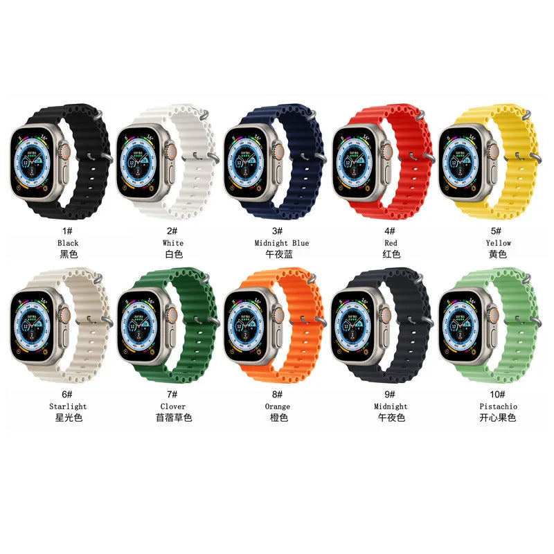Silicone Band For Apple Watch strap 44mm 45mm 40mm 41mm 42-38mm 45 mm sport bracelet iwatch series 8 7 6 5 4 3 SE 9 Ultra 2 49mm