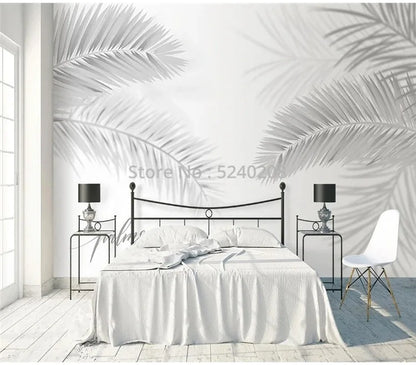 3D Hand-Painted Nordic Style Coconut Leaves Wall Mural for Living Room Bedroom Modern Art Photo Wallpaper Tropical Home Decor
