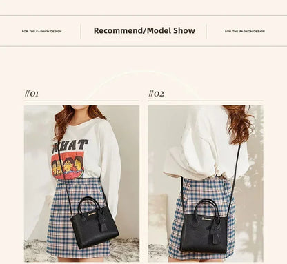 Single-shoulder Crossbody Handheld Triple-use Satchel Portable Leisure Bag Solid Color Lychee Grain Ladies Handbags ﻿