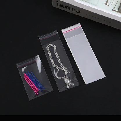 200pcs Transparent Cellophane Bags Cookie Candy Plastic Pouch Jewelry Card Gift Small Self Adhesive Bag Postcard Protective Case