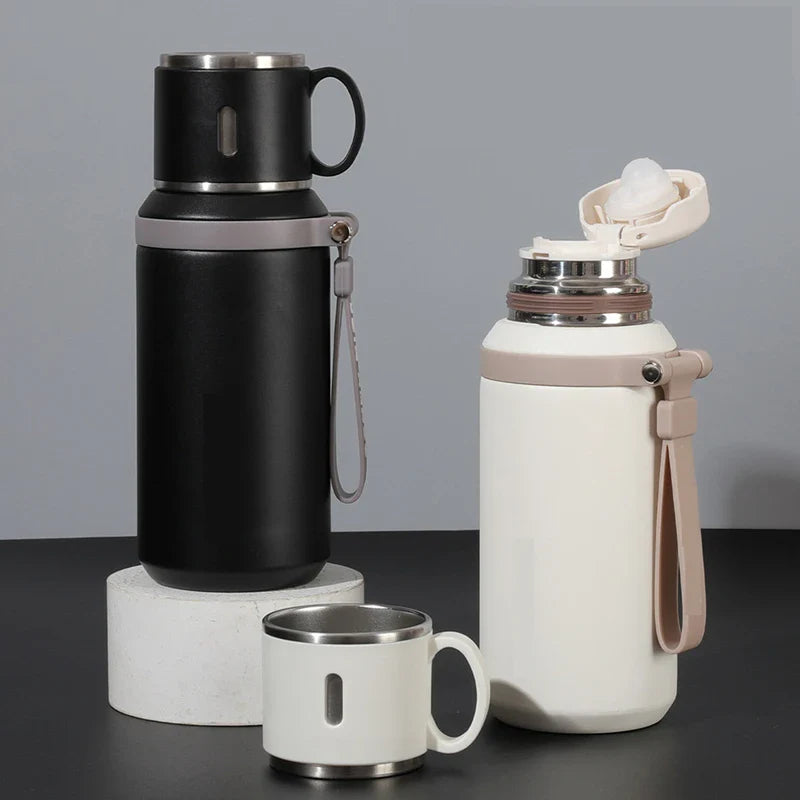 600ml Stainless Steel Coffee Cup Travel Thermal Mug Leak-Proof Thermos Bottle Tea Coffee Mug Office Business Style Thermos