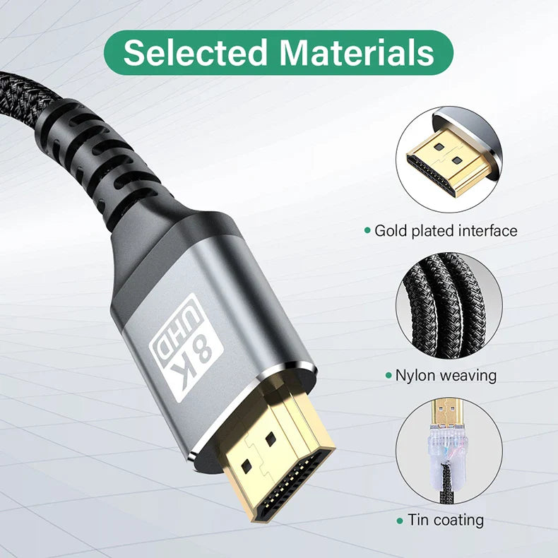 Ultra High Speed HDMI Cable For TV Laptop PC PS4 PS5 Nintendo Switch 8K 60HZ 4K 120HZ HDR HDCP 5M 7M 1 2 3 5 7 Meters Long Cord