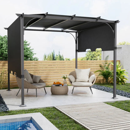 Voltsify Outdoor Pergola with Adjustable Canopy for Courtyard Terrace Garden