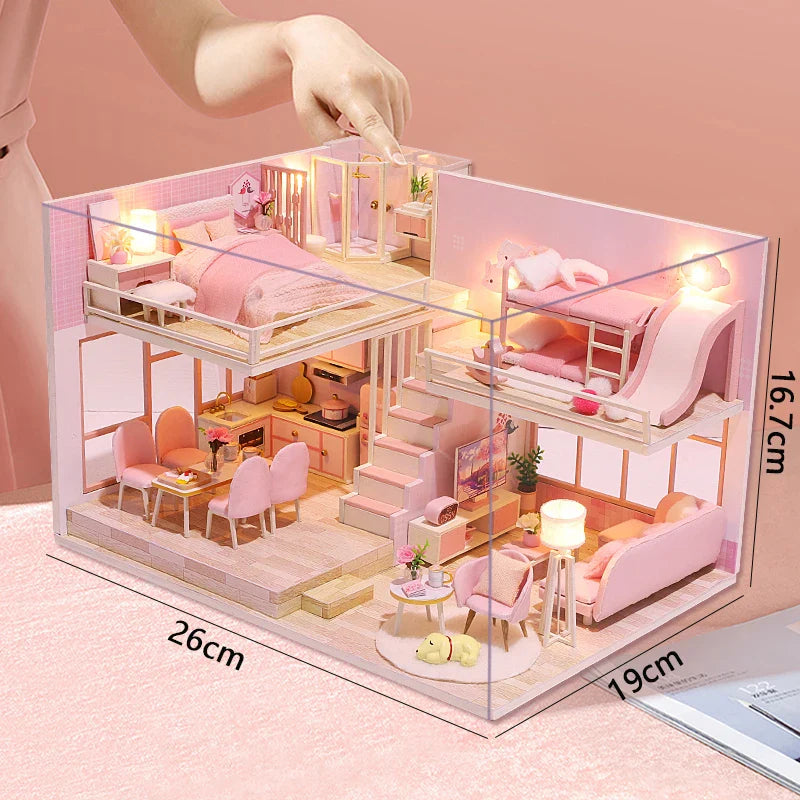 DIY Doll Houses Kits 3D Wooden Puzzles Mini Doll House Assembly Building Furniture Handmade Toys For Kids Birthday Gifts