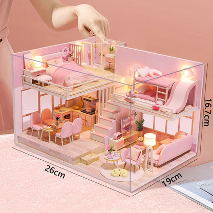 DIY Doll Houses Kits 3D Wooden Puzzles Mini Doll House Assembly Building Furniture Handmade Toys For Kids Birthday Gifts